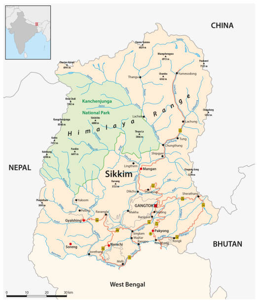 istock Road map of the Indian state of Sikkim 2176629481