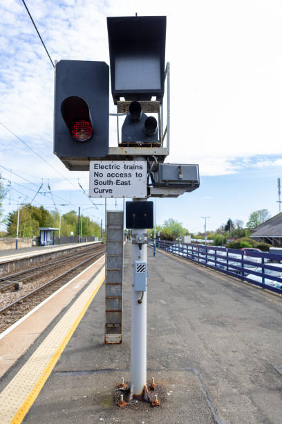 istock Signal Structure on the Railway Station Platform 2176632409