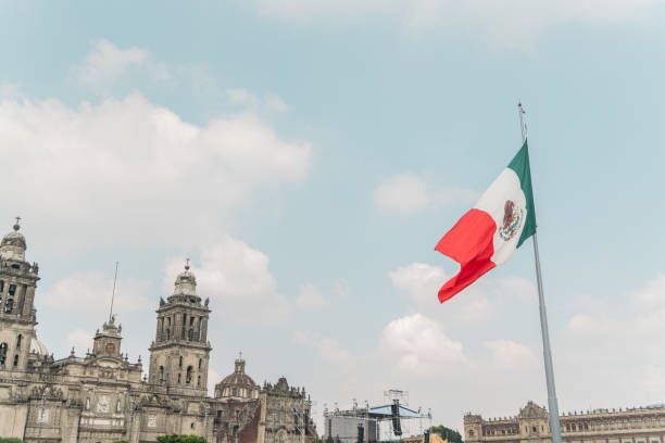 Mexican flag on Constitution Plaza, Mexico City
