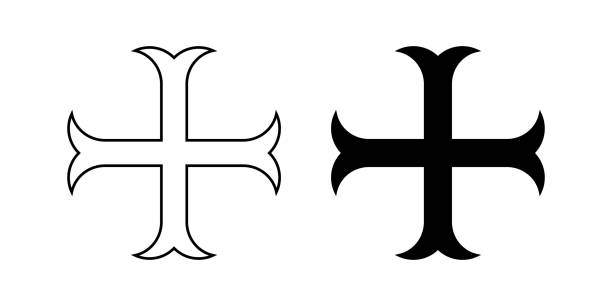 cross moline or cross anchory sign cross moline or cross anchory sign set isolated on white background maltese silhouette stock illustrations