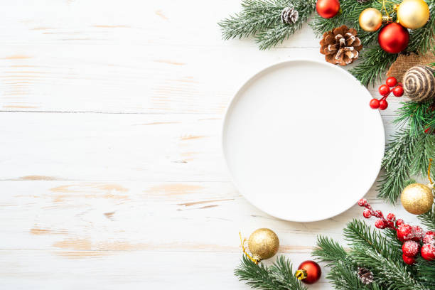 istock Christmas table with holiday food background. 2176656065