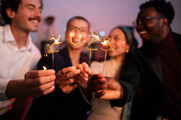 istock Friends from different ethnicities celebrating New Year's Eve with joy 2176658247