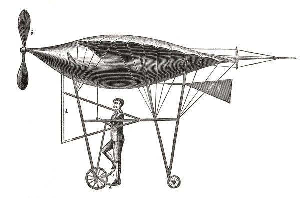 Alexandre Goupil’s design for a flying machine. The craft is a sesquiplane, meaning it has two sets of wings, one much smaller than the other. Goupil envisioned a steam engine inside the bulbous body, powering a single propeller at the front.Original edition from my own archivesSource : Ilustracion Artistica 1885