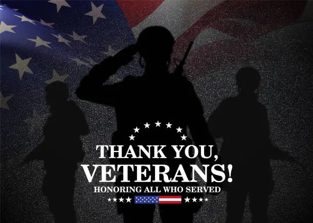 Silhouettes of a soldiers with USA flag Silhouettes of a soldiers with USA flag