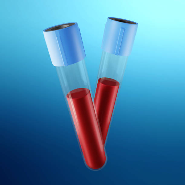 istock Glass test tubes on blue background 2176663713