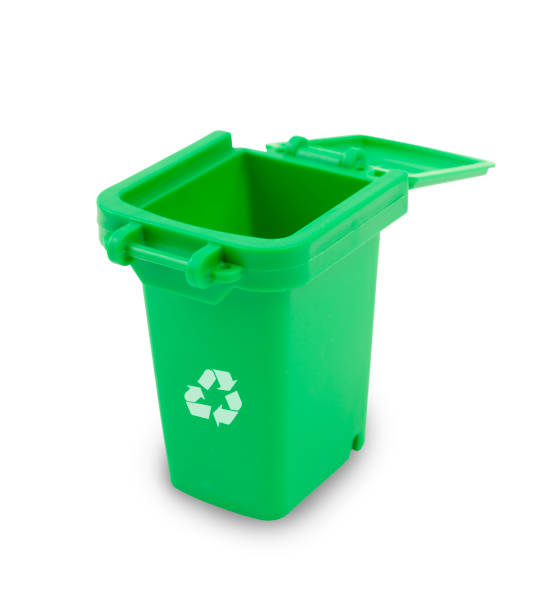 istock Green recycle bin isolated on white background. 2176664473