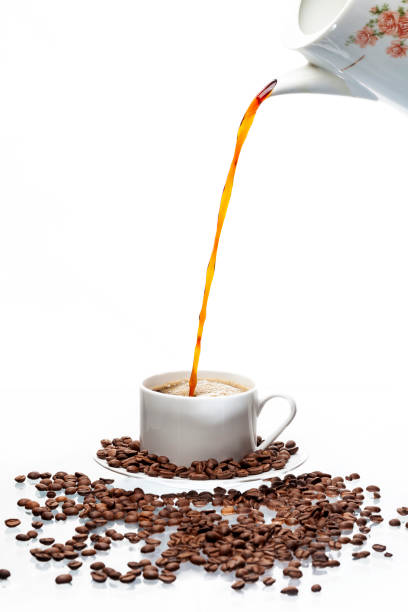 istock Cup of coffee and coffee beans on white background 2176675609