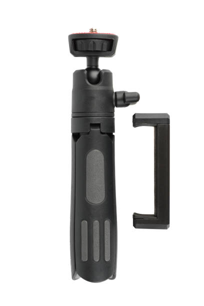 istock Adjustable camera tripod mount with phone holder on white background. 2176675788