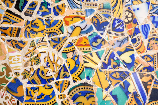 istock Colorful trencadis mosaic background, traditional Spanish broken tile texture 2176681336