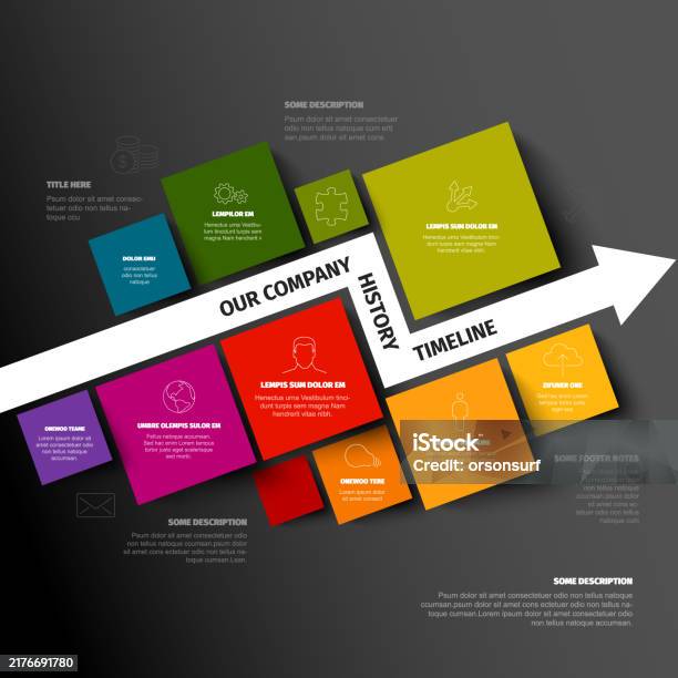 Timeline Color Blocks Vector Minimalist Color Infographic Timeline Template With Content ...