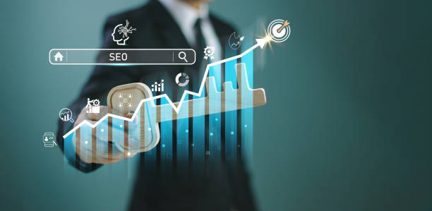 istock SEO Search Engine Optimization concept. Businessman use key success with AI chart target icon, SEO website to rank search engine SEO. Search with Ai assistant. Artificial Intelligence data technology 2176692223