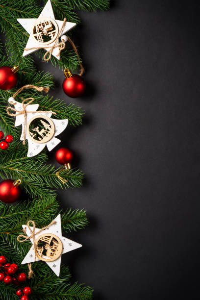 istock Scandinavian christmas style at Black background. 2176692608
