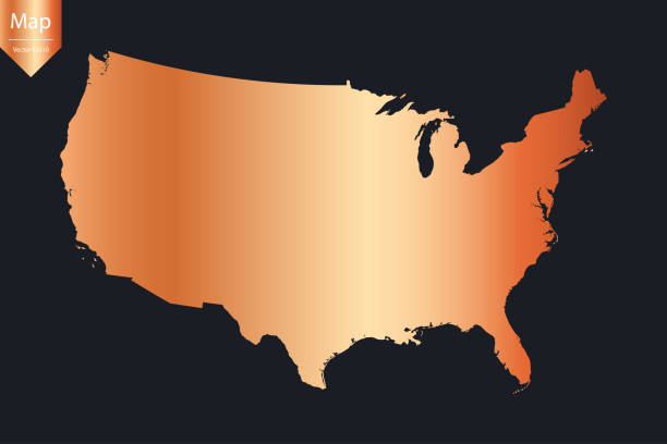 istock Abstract - High Detailed Copper Map of United States. 2176692655