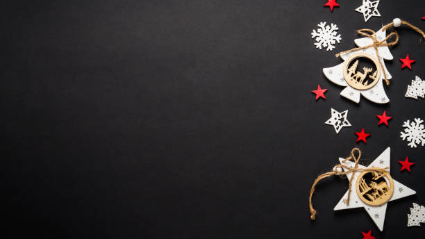 istock Scandinavian christmas style at Black background. 2176693010
