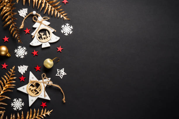 istock Scandinavian christmas style at Black background. 2176693026