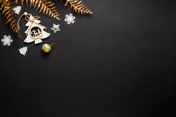 istock Scandinavian christmas style at Black background. 2176693042