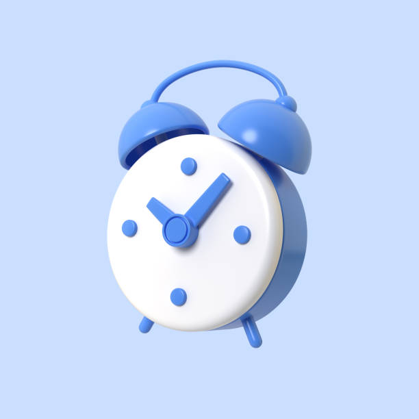 istock 3D alarm clock in realistic style. cartoon illustration isolated on blue background. 3D rendering 2176696341