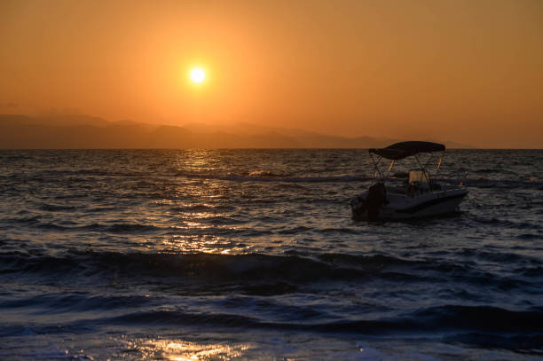 Rocky coast and mountains. Shot from a height from the sea. Cyprus