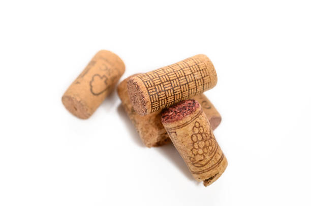 istock Heap of old wine corks on white background. Studio photography 2176699221