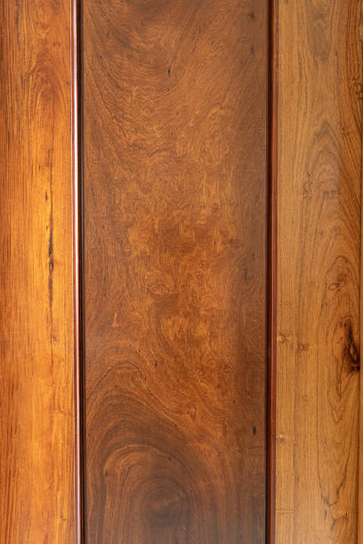 istock Wooden wall texture with dark brown, rough, natural, oak grain pattern 2176701928