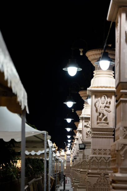 istock artistic holy hindu temple corridor exterior at night 2176711105