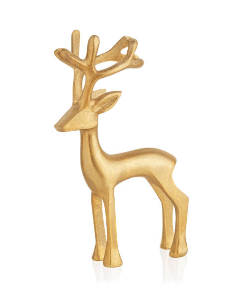 istock Gold deer statue, Christmas decoration isolated on white background. 2176715175