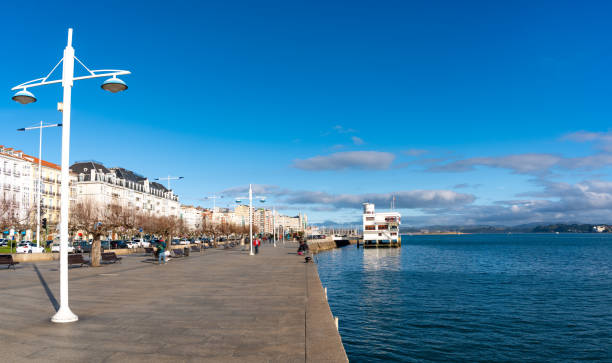 Santander Bay, Bahia de Santander promenade in Cantabria of Spain