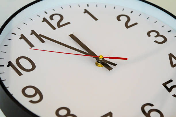 istock New Year in five minutes. White dial clock. 2176727817