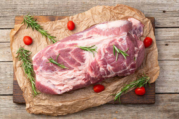 istock Neck of raw pork meat . Top view 2176732297