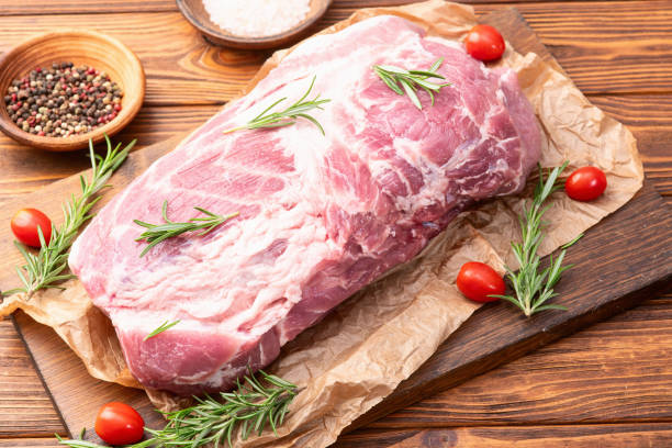 istock Neck of raw pork meat . Top view 2176732300