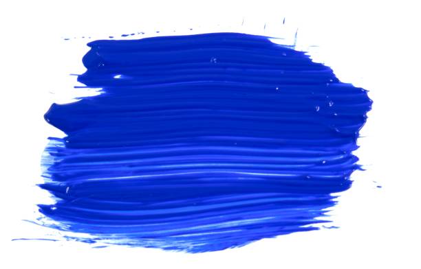 istock Vibrant blue paint brush stroke on white background 2176734562