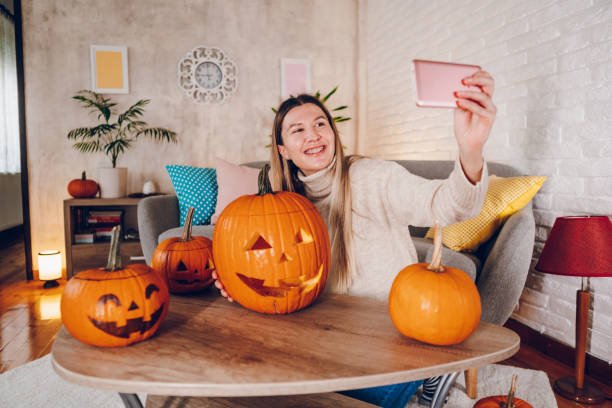 istock Woman celebrates Halloween 2176740081
