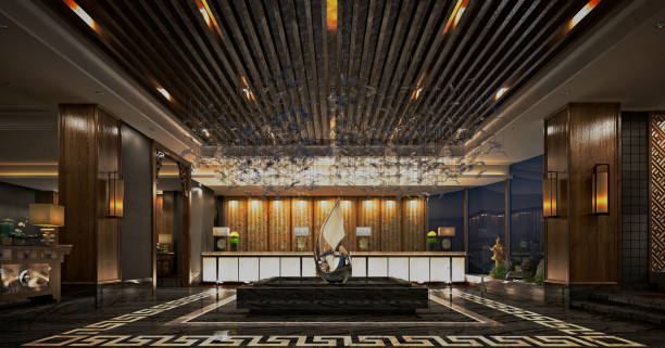 istock 3d render of luxury hotel lobby reception 2176749302