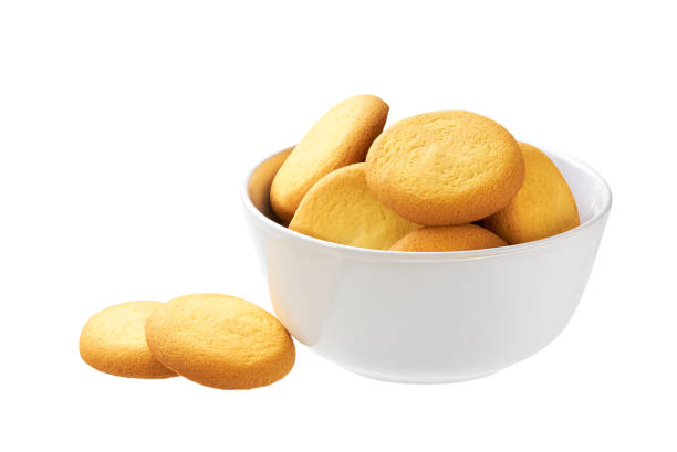 istock Danish butter cookies in a ceramic bowl isolated on white background. 2176749707