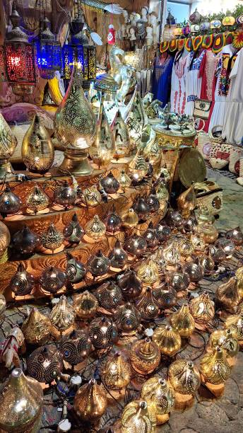 istock Traditional Arabic copper lamps, in the bazaar for tourists 2176752716