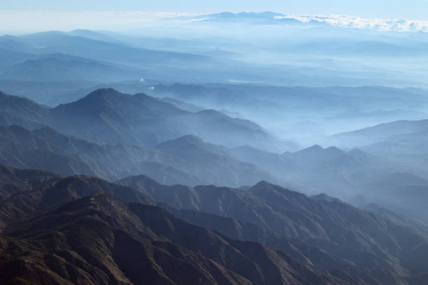 Aerial view of Los Padres National Forest and the San Andres Mountains north of Santa Barbara