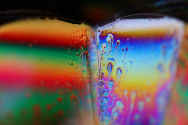 rainbow background, Blue bubbles in macro, connection of bubbles in macro, cell from liquid, molecules connection, ultra macro