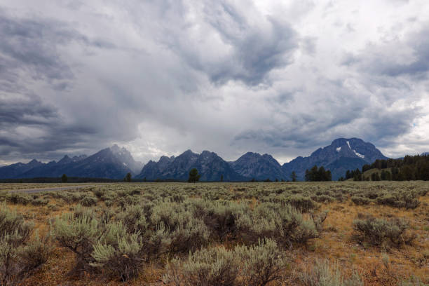 The Grand Tetons on a stormy day in August.