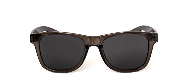 istock Black sunglasses in a transparent black frame isolated on white background. 2176771679