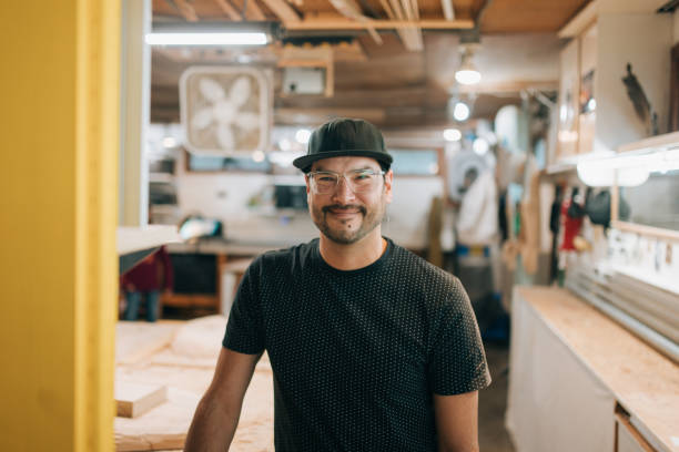 Indigenous Alaskan Artist In Workshop stock photo