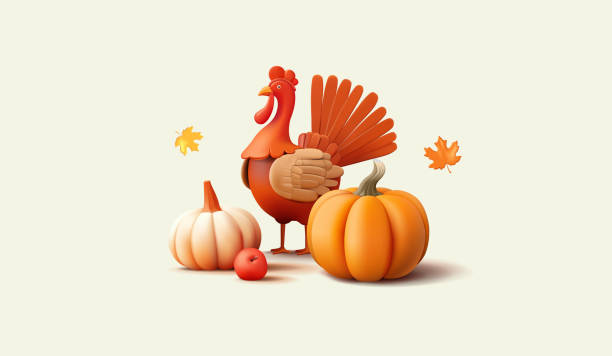 istock 3D realistic beautiful image, pumpkin, apple, autumn leaves, turkey bird. Traditional holiday. Harvest Festival. Modern banner for design. Vector 2176795710
