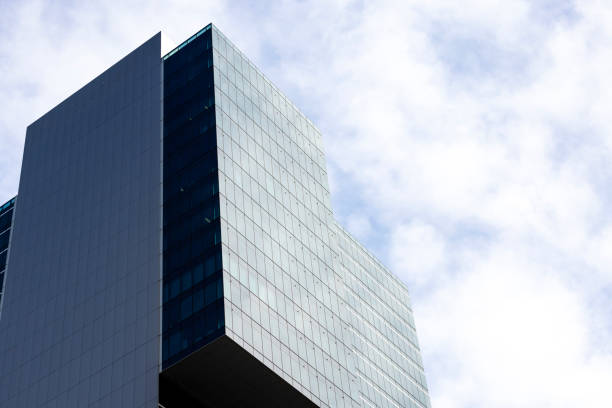 Low angle view of modern office buildings, Sydney, background with copy space, full frame horizontal composition
