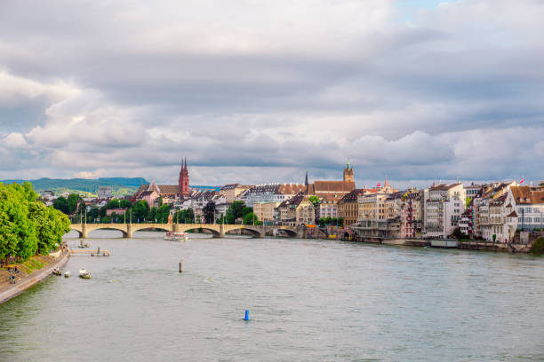 istock Aerial Panoramic View of Historic Basel Overlooking Rhine River 2176815038