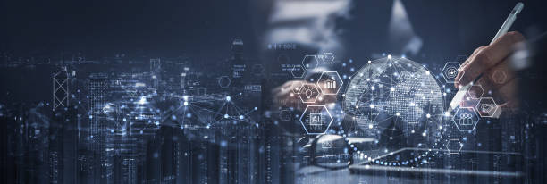 istock Global business, digital marketing. Businessman using digital tablet with AI technology and global internet network connection, Business strategy analysis for digital marketing, business intelligence 2176820844