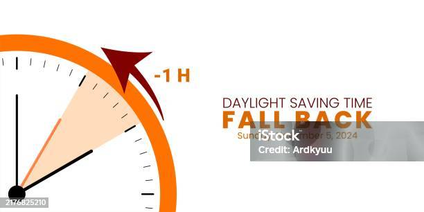 Fall Back Set Clock Daylight Saving Time End Fall Back Set Clock Back One Hour Vector Stock ...