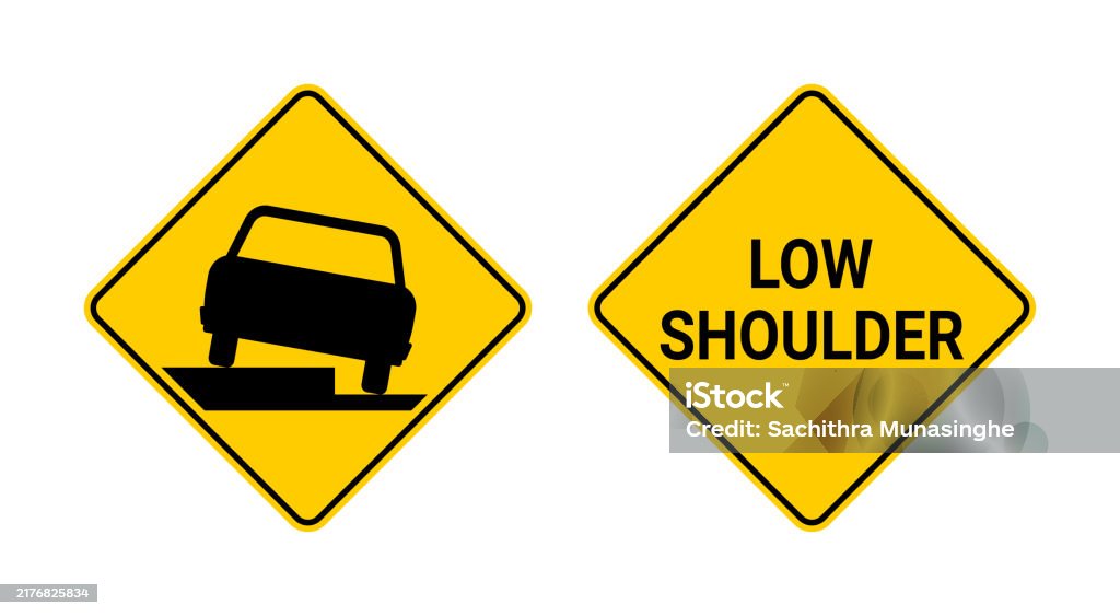 Short Rd Shoulder Sign Low Shoulder Road Sign Set Stock Illustration - Download Image Now ...