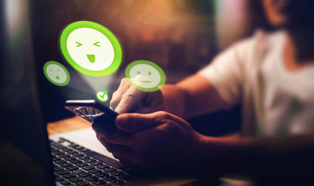 istock Customer Experience Concept. Happy Client Using Smartphone to Submit Rating for Online Satisfaction Surveys. Positive Review Feedback on Mobile Phone. 2176841057