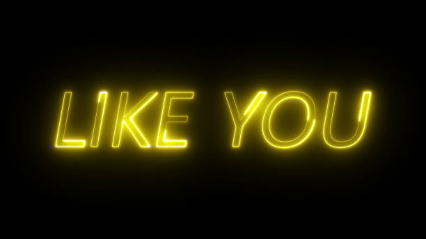 istock Like you neon  text on black background. 2176848309