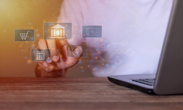 istock Young man using laptop hand touching financial transaction, Financial online, Internet banking, Financial transactions and invesment online concept 2176852677