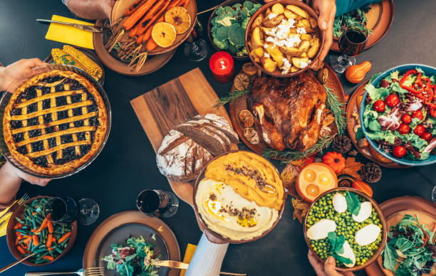 istock Above view of beautiful table for Thanksgiving 2176864684
